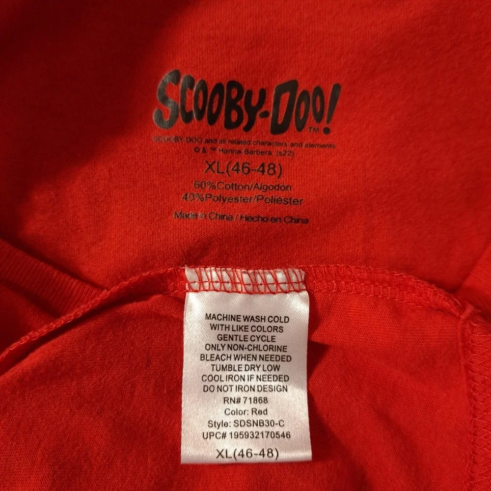 Scooby-Doo Unisex Red T-Shirt Short-Sleeve Graphic Print Size‎ XL (46-48)